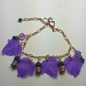 Bracelet 7" purples and gold